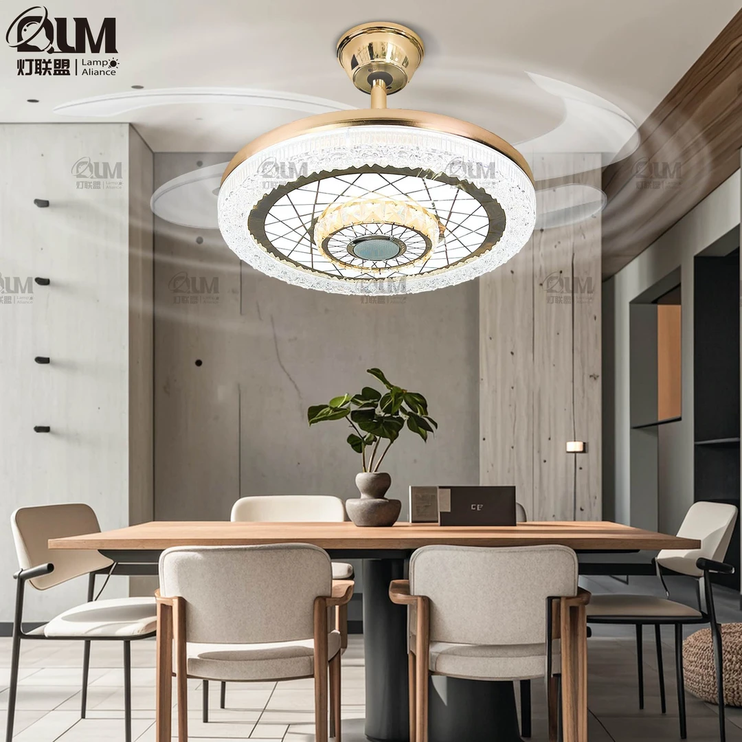 【璀璨星河】水晶客厅带电风扇大风力吊扇灯餐厅卧室隐形风扇灯