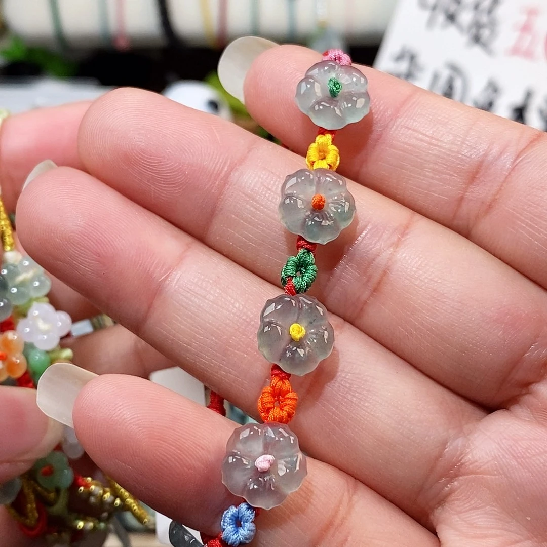 翡翠未镶嵌颈饰五花手绳15