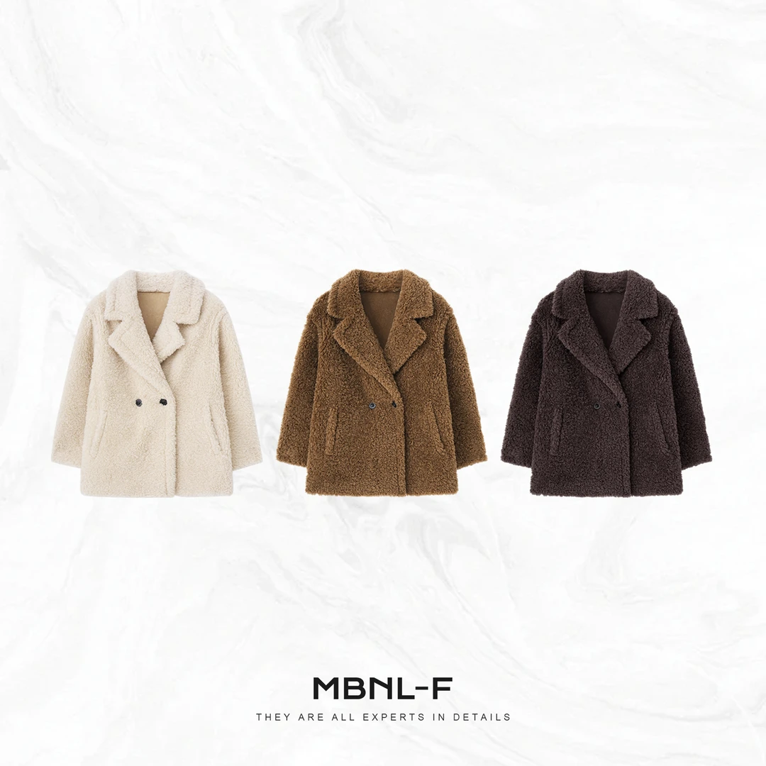 MBNL-F”摩卡小泰迪” 100%羊毛极简保暖外套中长款 秦磊XM-XWT2639