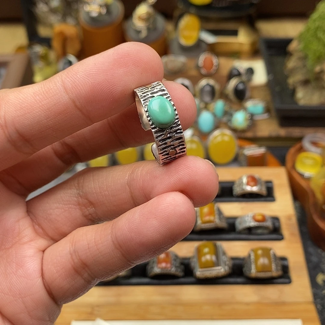 绿松石银S925镶嵌戒指