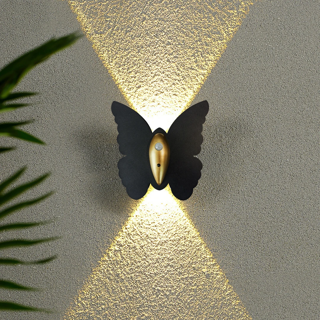 新款蝴蝶充电壁灯免布线可充电过道走廊灯智能人体感应橱柜灯遥控