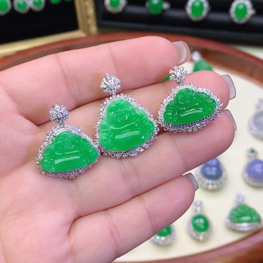 翡翠18K金镶嵌吊坠(不含链)6980---13800