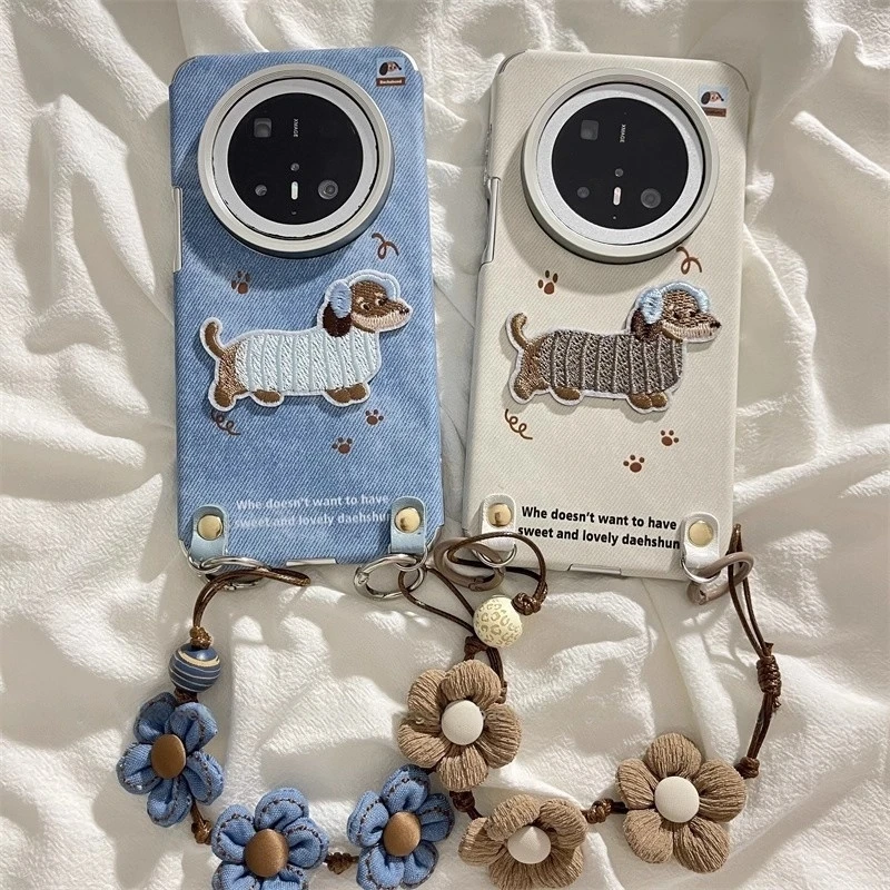 卡通刺绣耳机腊肠狗适用华为Pura80Pro手机壳mate70pro全包60防摔