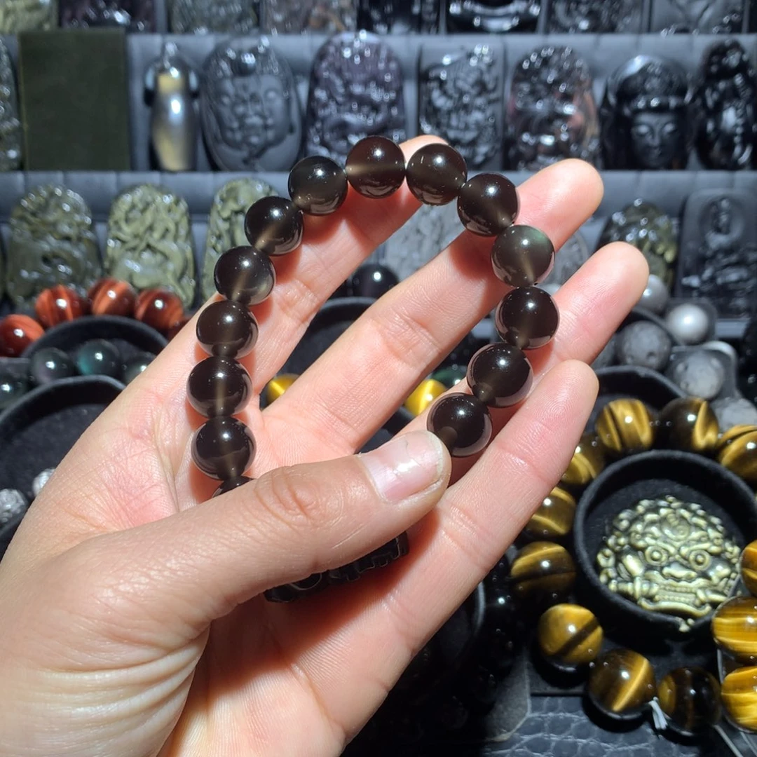 黑曜岩手串未镶嵌董*18颗