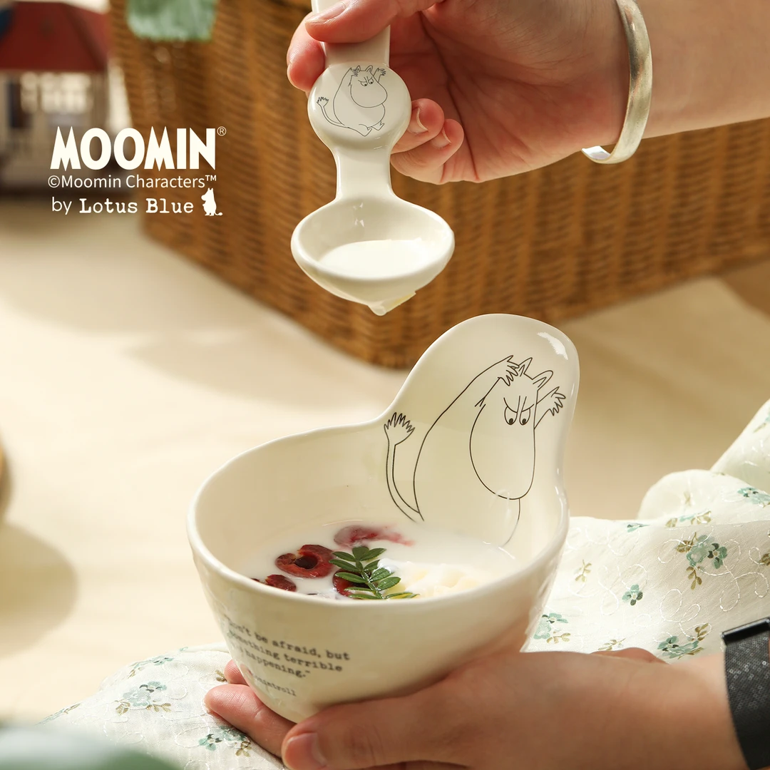 蓝莲花moomin姆明赵露思同款特别好看小饭碗陶瓷儿童吃饭水果沙拉
