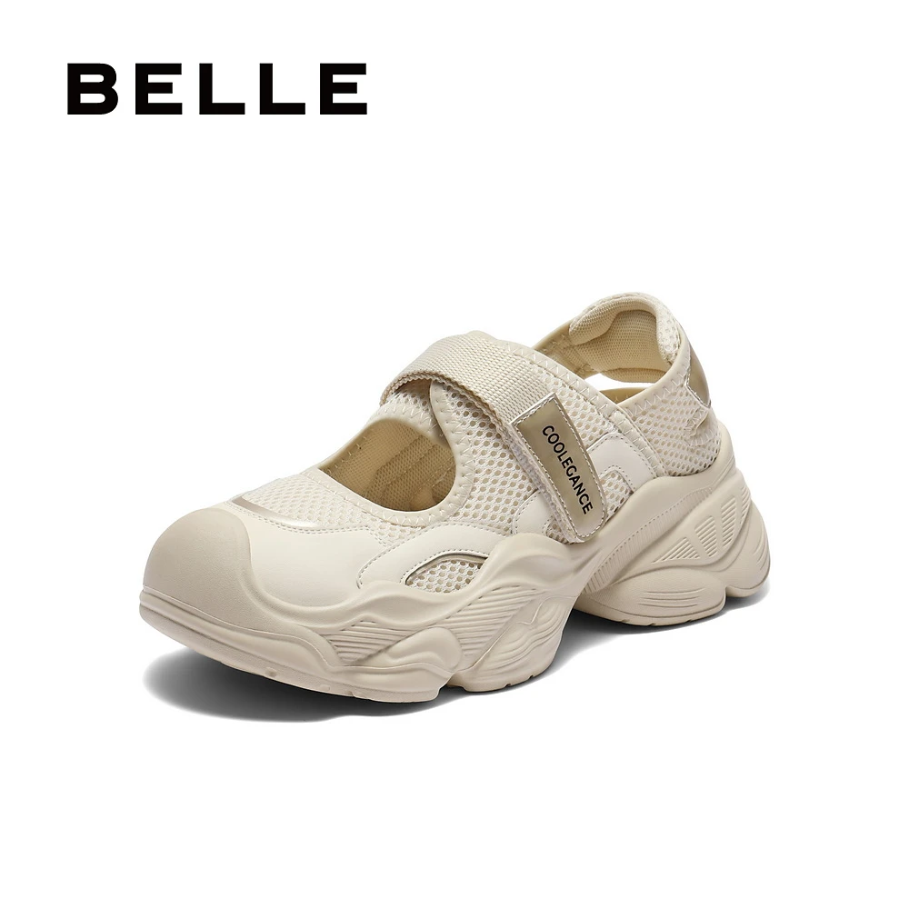 百丽夏日穿搭老爹鞋女2025夏新款厚底增高魔术贴休闲鞋女B2609BQ5
