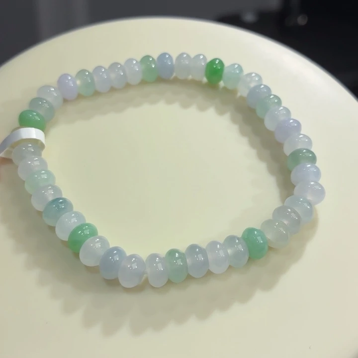 翡翠未镶嵌手链冰胶多宝鼓珠卡6.6