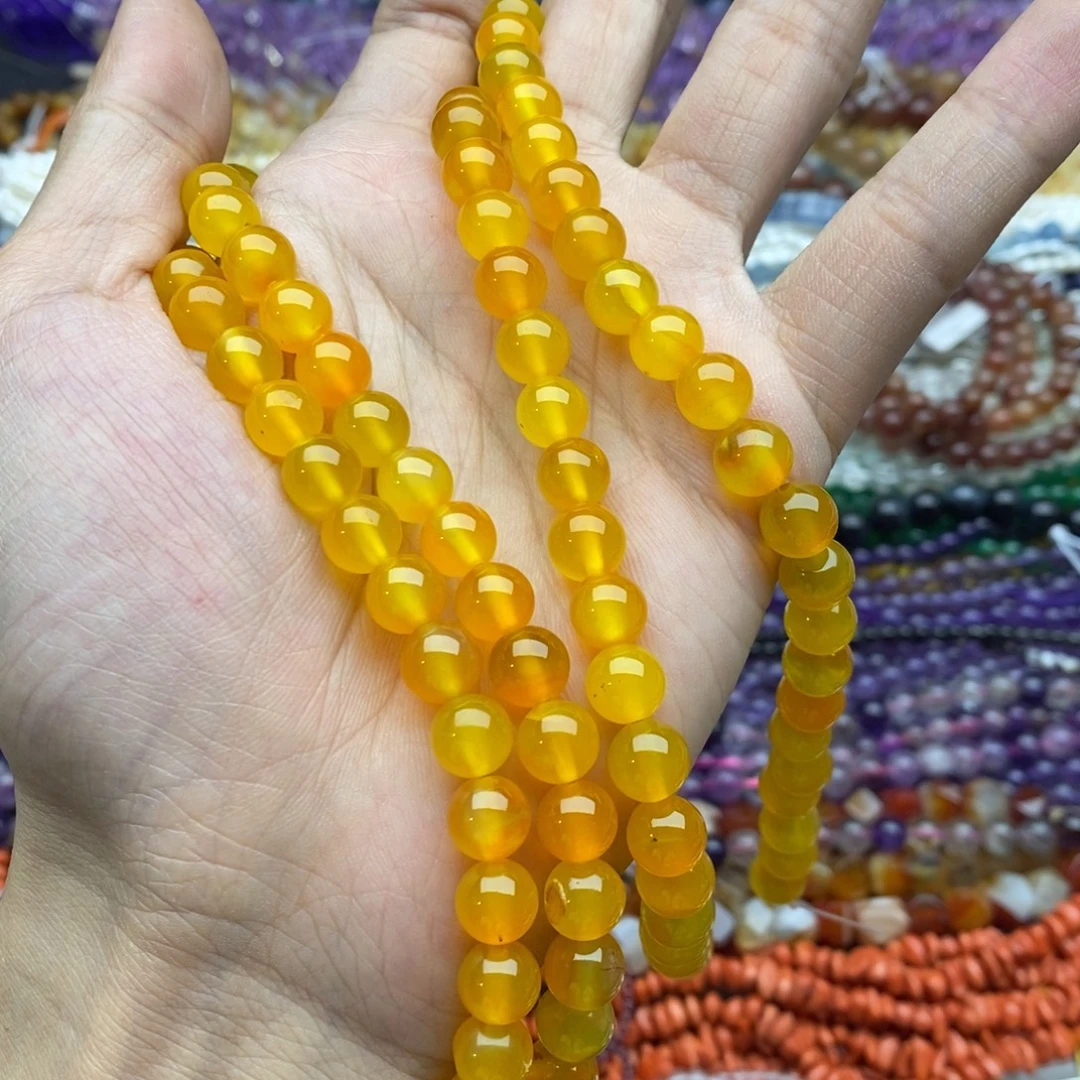 未镶嵌玛瑙/玉髓珠宝半成品一条天然8mm橙黄玛瑙A40