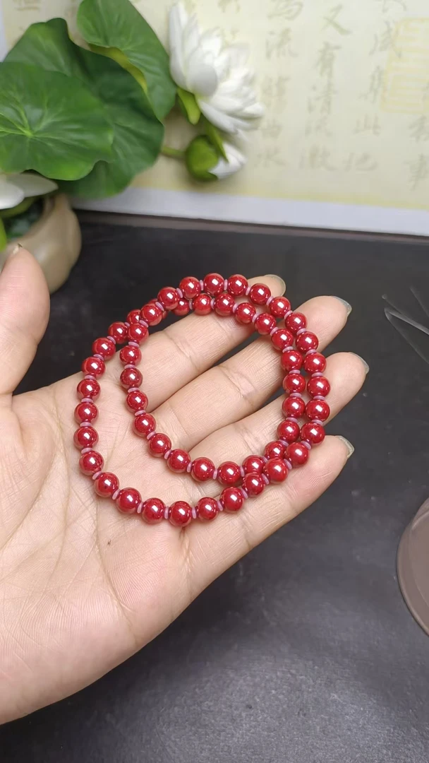 含辰砂工艺品辰砂 0.6珠子双圈