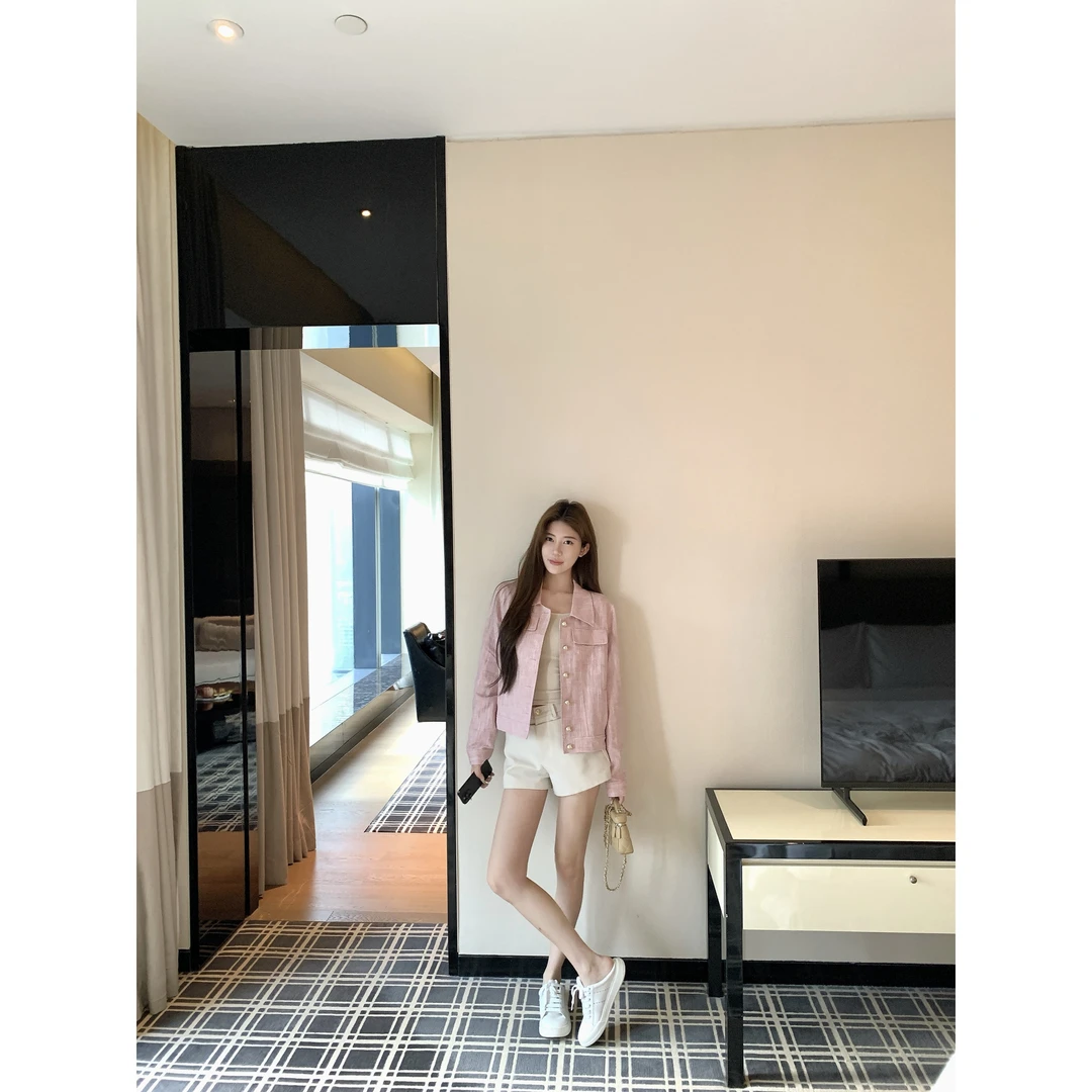 【禾呈】早秋小香风水洗复古韩版单排扣宽松百搭显瘦时尚外套10559