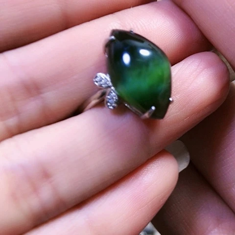 和田玉银S925镶嵌戒指