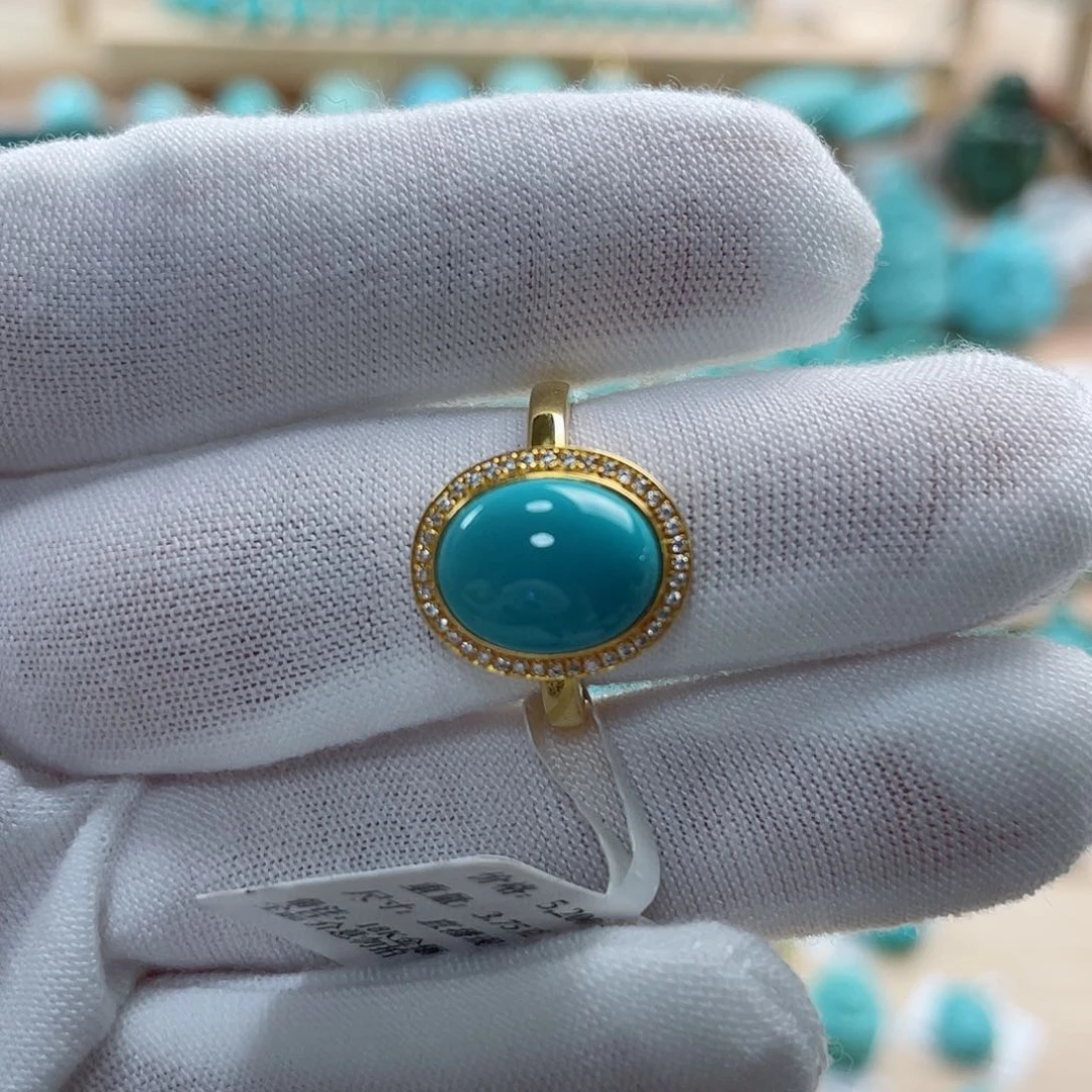 绿松石珠宝奇石18K金镶嵌