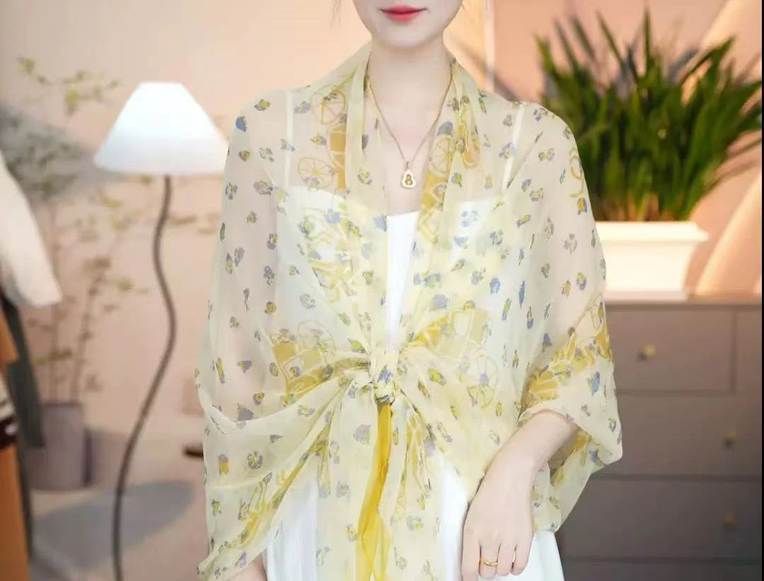 【黄马车】100X180格格皱防晒纱巾夏天防晒长巾