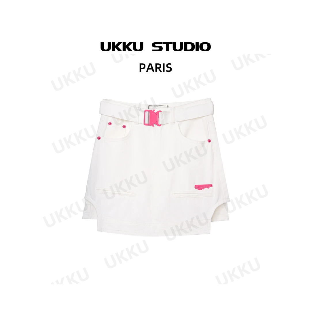 沐【UKKUSTUDIO】设计时尚白色百搭短裙裤女士夏季显瘦211759