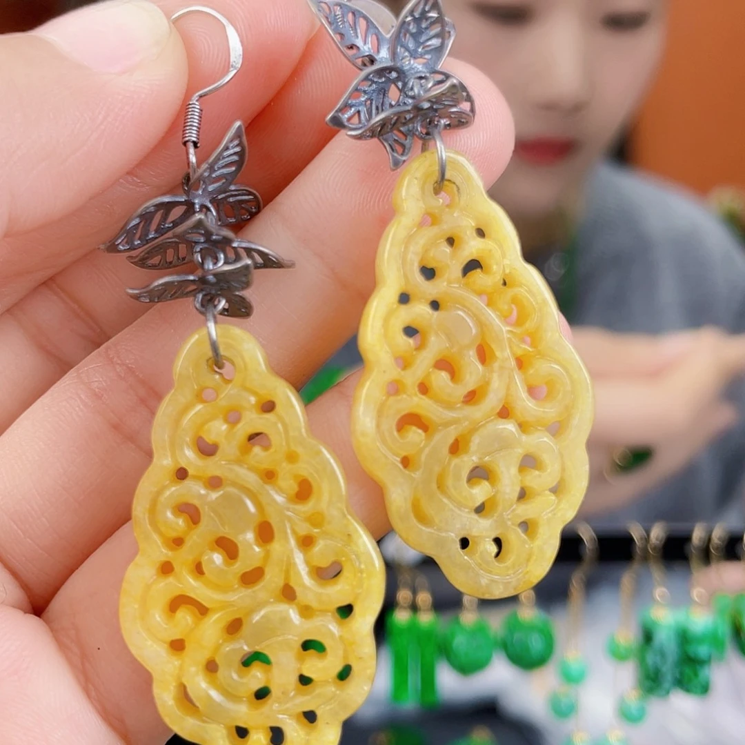 翡翠未镶嵌耳饰饰品