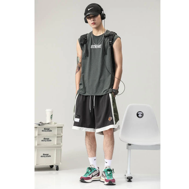 背心男士夏季大码薄款外穿健身运动坎肩宽松速干凉感冰丝打底汗衫