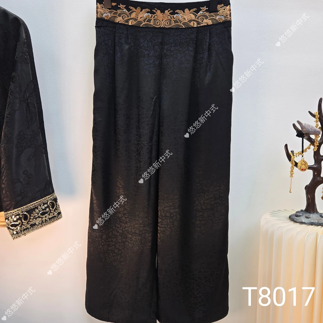 【悠悠】新中式国风休闲刺绣长裤（T8017）