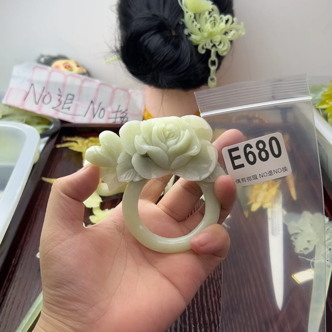 一***我蛇纹石玉合金发饰