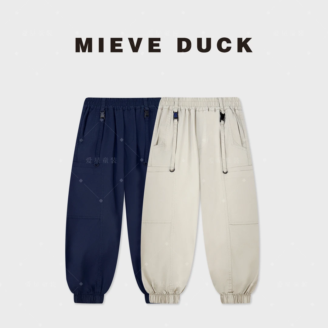 儿童工装裤{MIEVE DUCK}夏季锦棉男童工装裤中大童帅气百搭12851