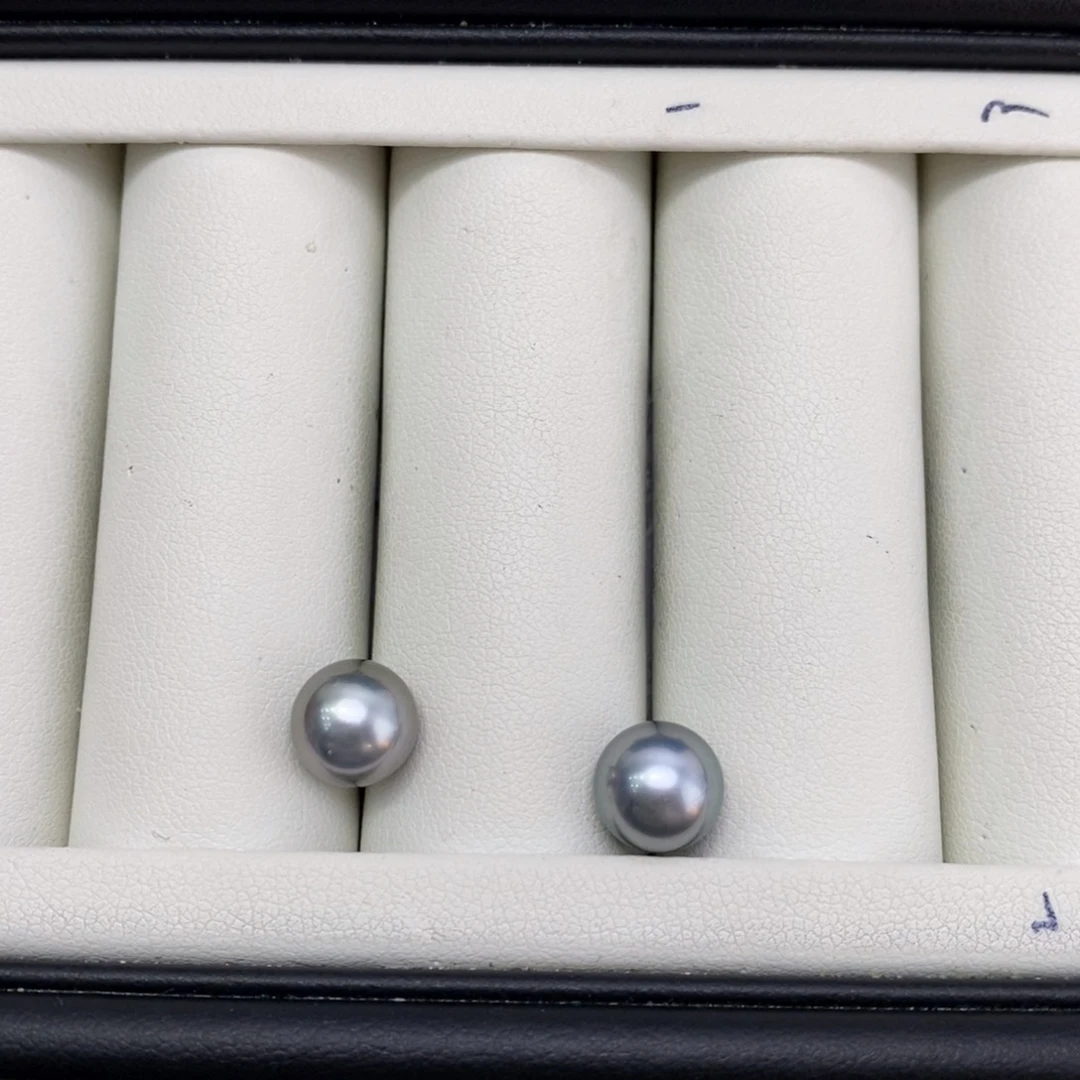 海水珍珠耳饰银S925镶嵌8-9