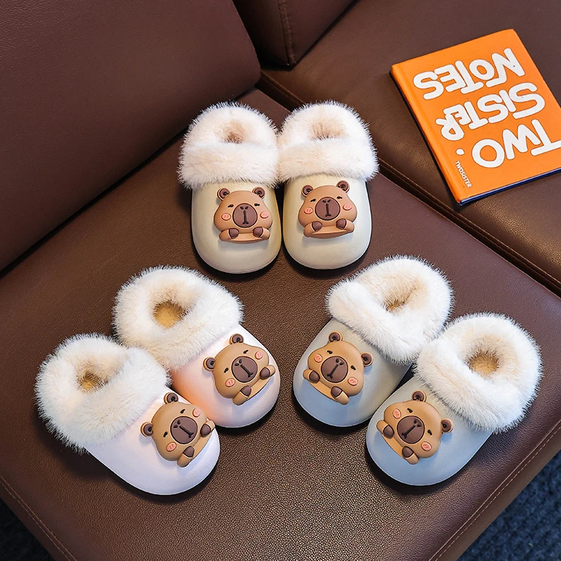 冬季儿童棉拖鞋男童女童宝宝室内居家可拆卸鞋套保暖防水学步鞋
