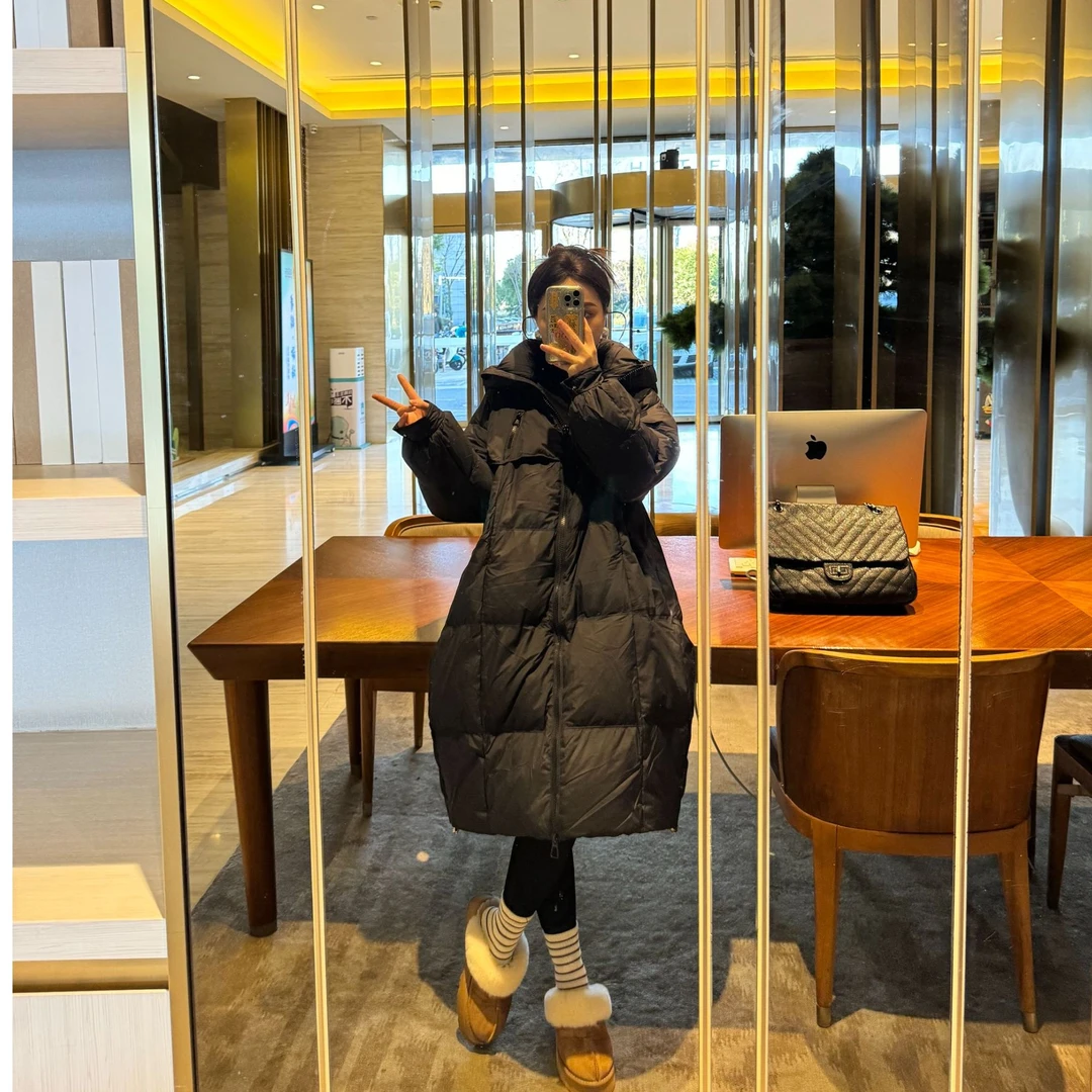 【大被子真羽绒服款】2024冬季新款加绒加厚通勤长款羽绒服8002