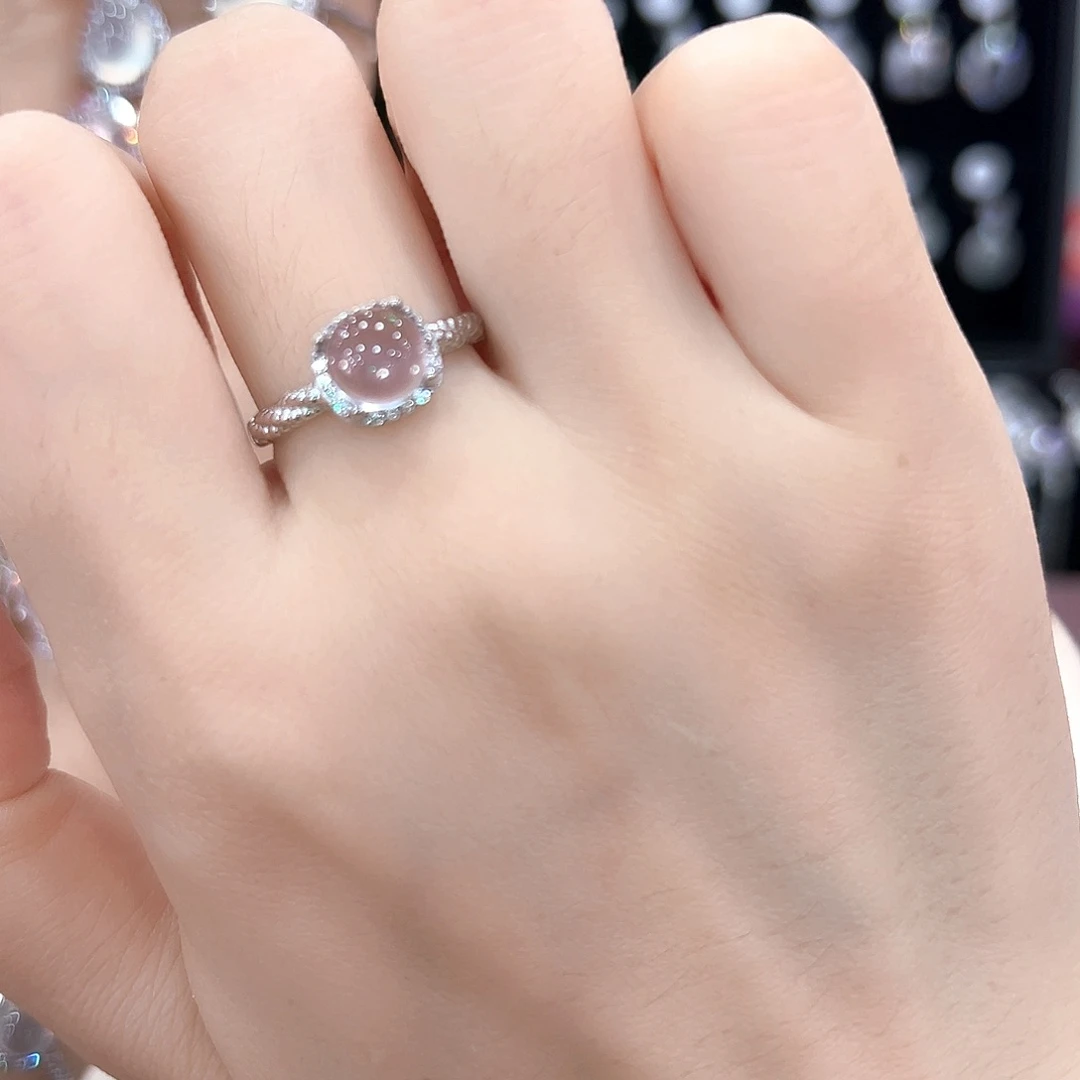 清***蹄芙蓉石戒指银S925镶嵌