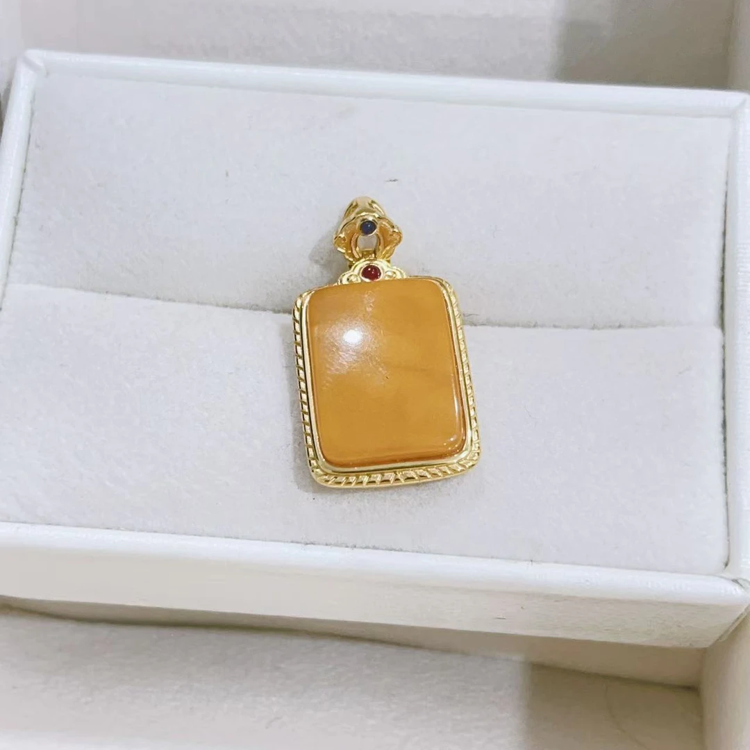 吊坠925银 黄色无事牌吊坠