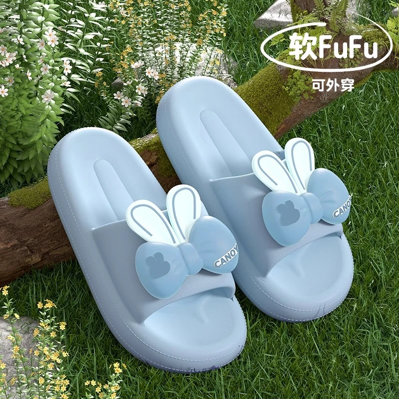 蝴蝶结凉拖鞋女2025新款室内居家外穿网红厚底踩屎感防滑舒适卡通