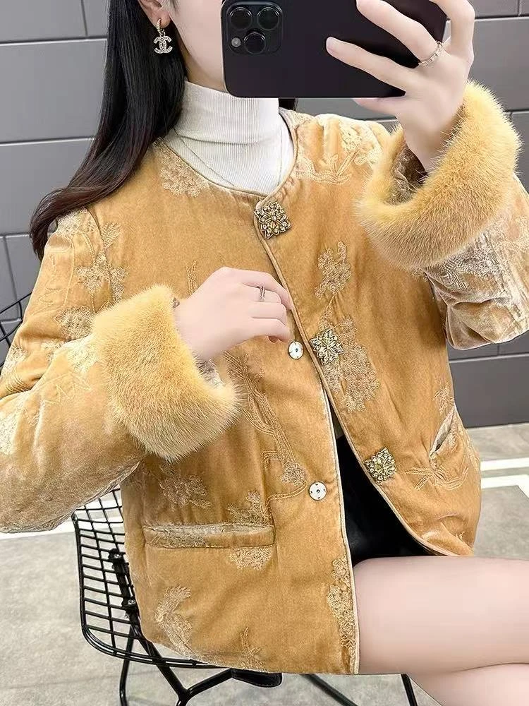 【加棉】富贵花开--新中式加棉设计师高定轻奢宽松休闲复古圆领国潮