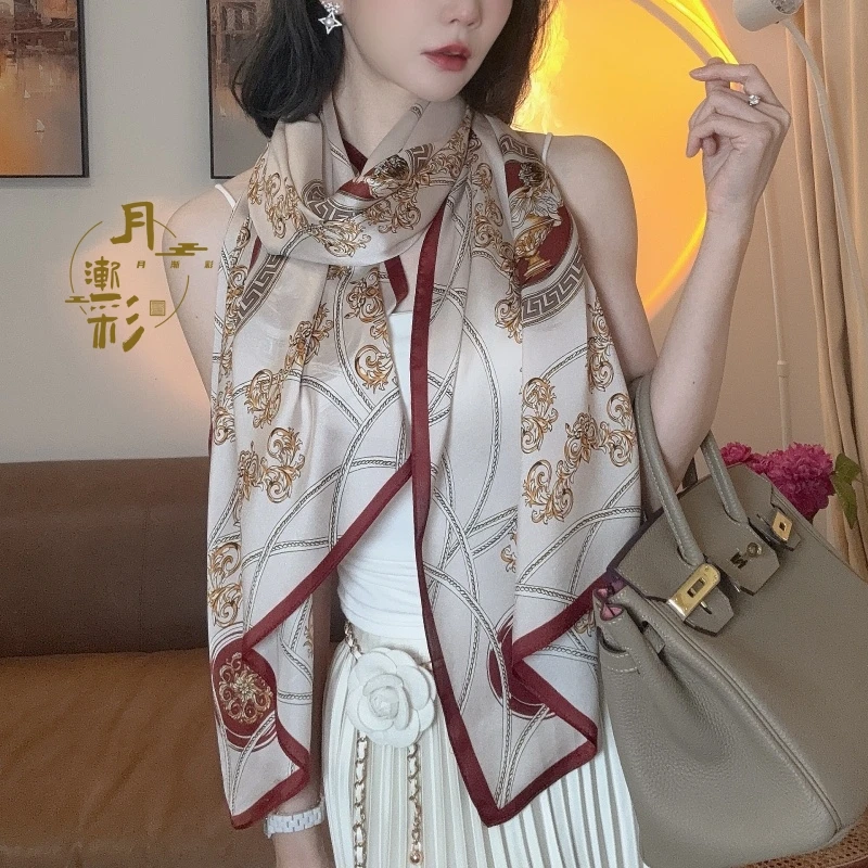 巴洛克 真丝披肩100%桑蚕丝9姆米真丝乔其缎 约180x65cm