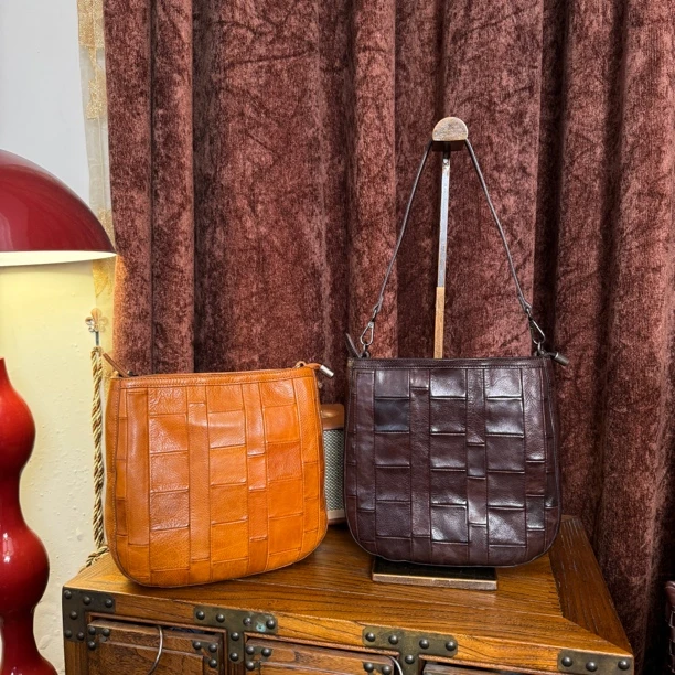 新款头层植鞣牛皮重工水洗复古百纳托特包单肩斜挎 19168