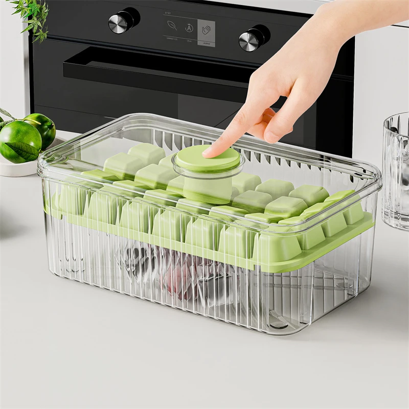 冰块模具食品级按压式冰格家用冰箱自制冰块储存盒带盖冻冰块神器