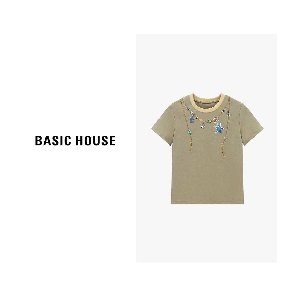 Basic House/百家好夏季百搭复古宽松潮流休闲T恤-B0625B5AGN2