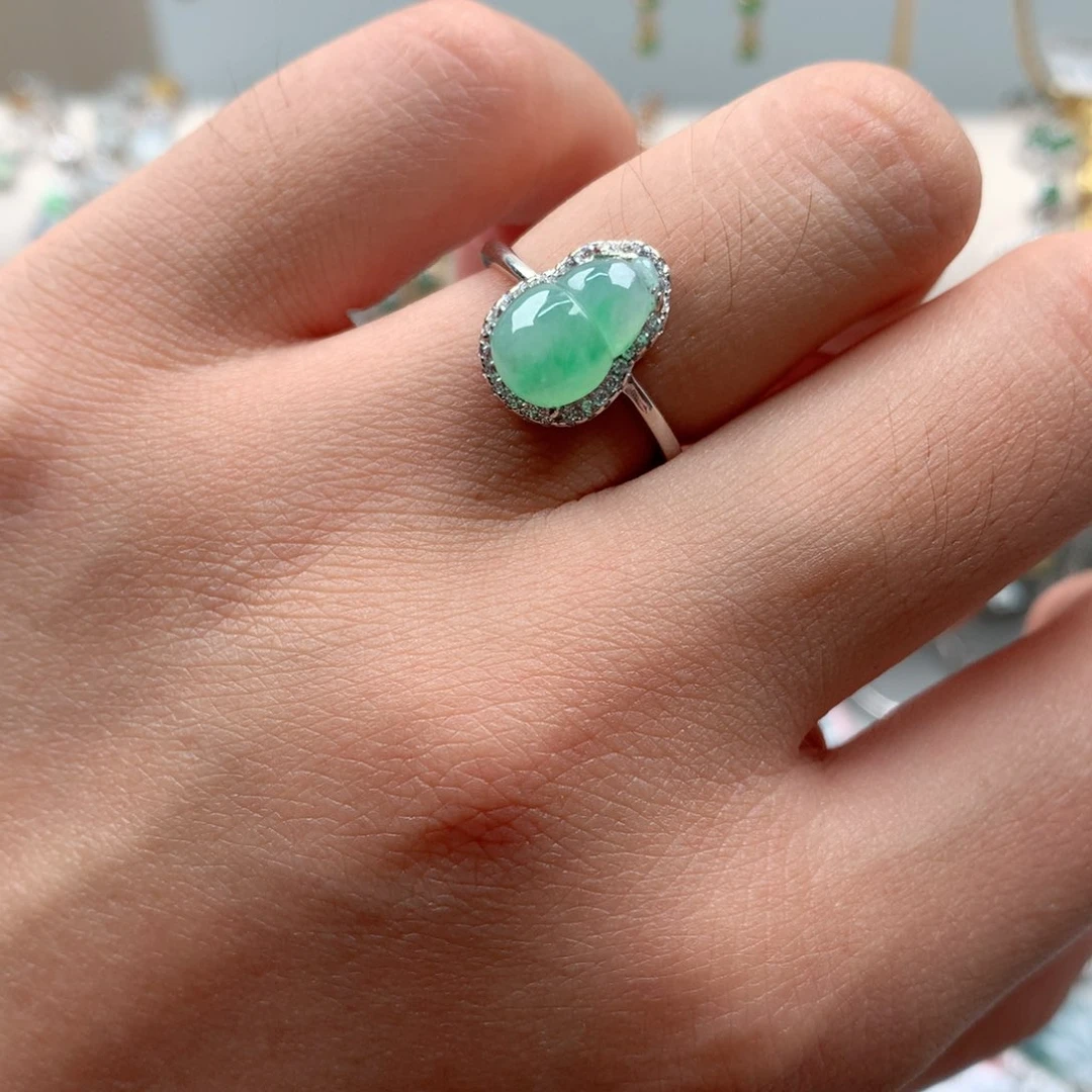 翡翠戒圈银S925镶嵌戒指