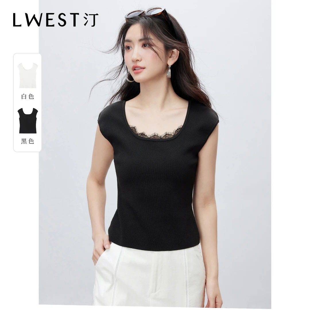 【达人专属】朗文斯汀法式蕾丝拼接别致修身针织衫DTMZ5205C12770