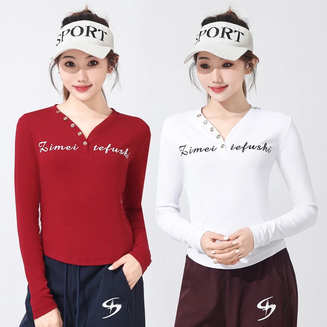 广场舞新款上衣秋季时尚V领休闲百搭团队健身运动跳舞演出表演服