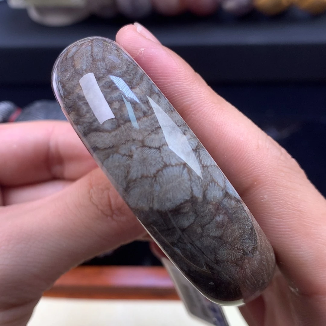 【闪购商品】颈饰未镶嵌硅化珊瑚（珊瑚玉）57号56.9圈黑胖虫