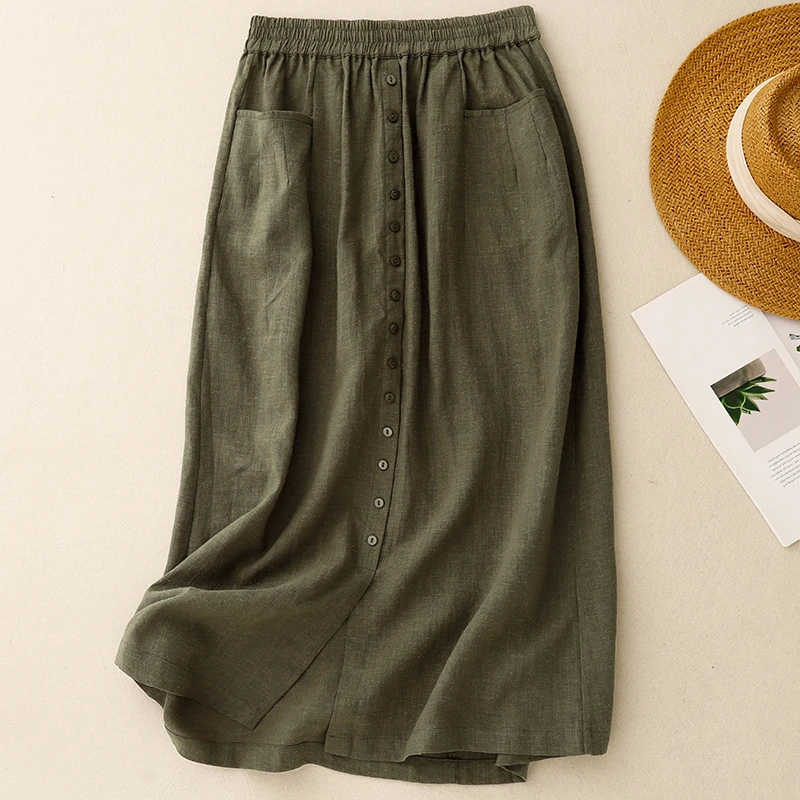 2025春夏季新款时尚洋气高腰半身裙复古简约百搭文艺设计显瘦半裙