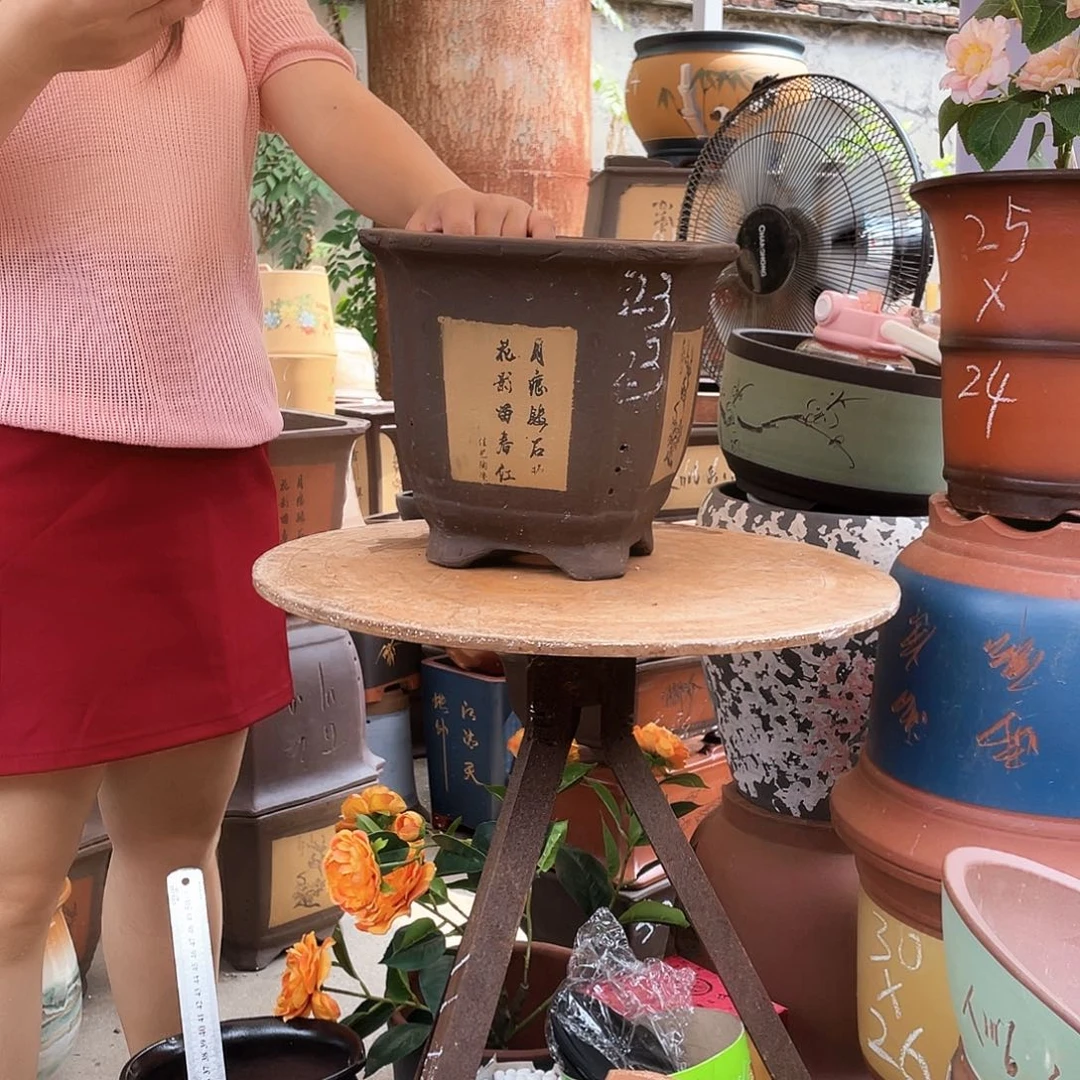 23黄切角四方花盆紫砂花盆紫砂