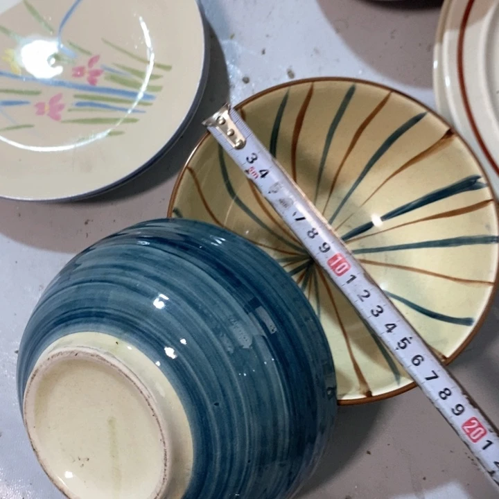 瓷片磁州窑手绘大面碗一对轻微失圆