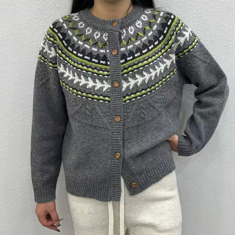 100%羊毛衫女开衫毛衣外套加厚秋冬款 W397