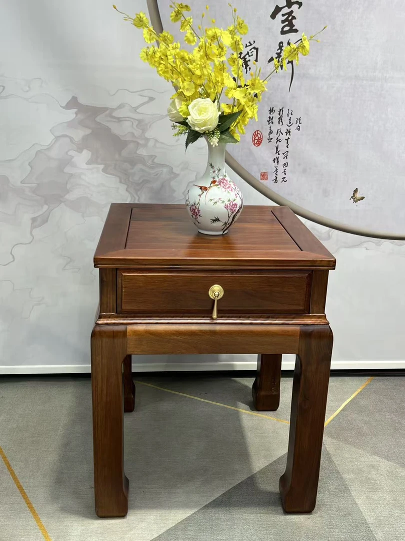 50*50*65乌金木新中式边几家用简约带抽屉角几