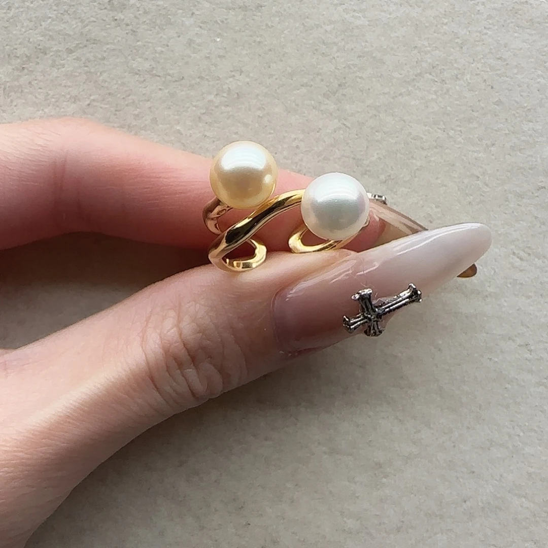 银S925镶嵌戒指32海水珍珠