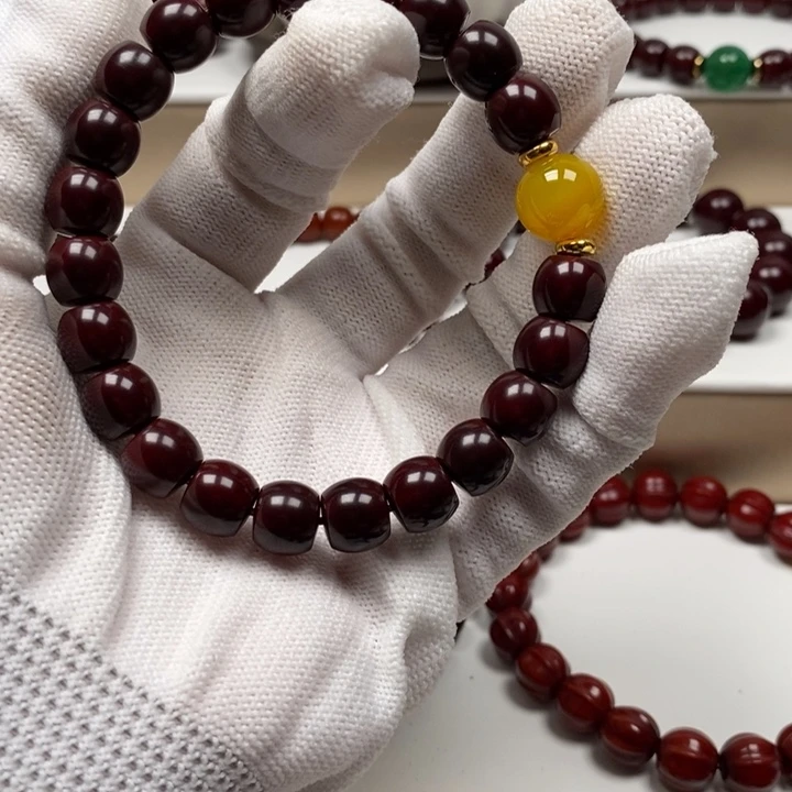 核桃手串/手链蓝**明猴头雕刻