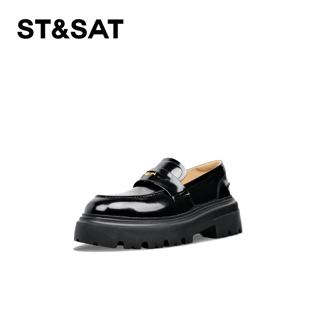 星期六春秋乐福鞋厚底女款爆款新款正品女单鞋百搭官方正牌真皮鞋