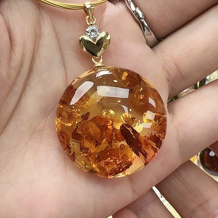 银S925镶嵌琥珀戒指