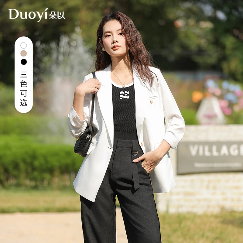 朵以2025春季通勤时尚七分袖西装外套女 39DC431057