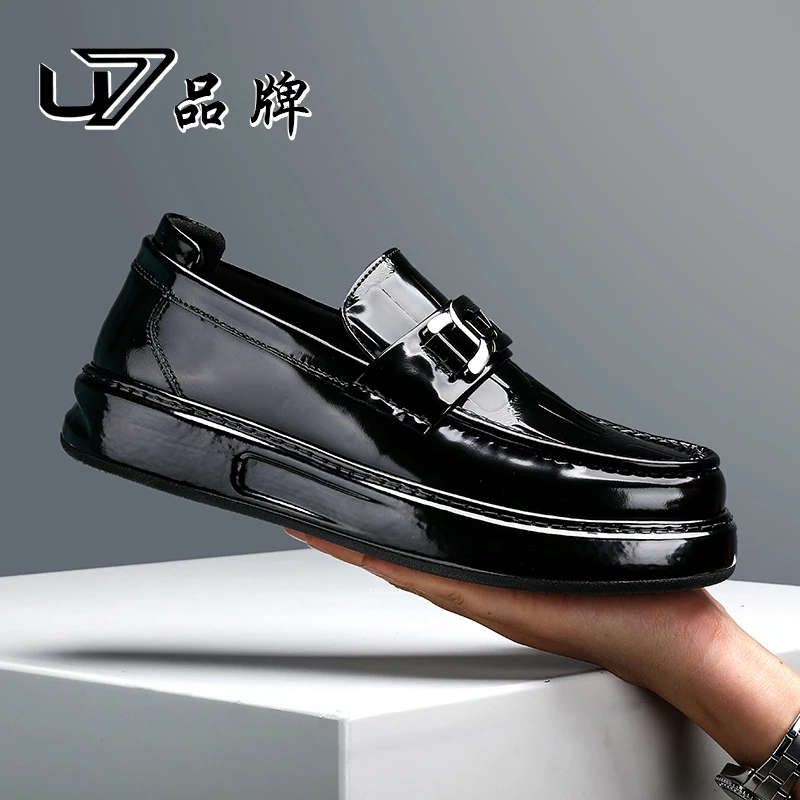 U7品牌男鞋 开边珠牛皮 高端男士商务鞋时尚百搭真皮轻奢休闲皮鞋