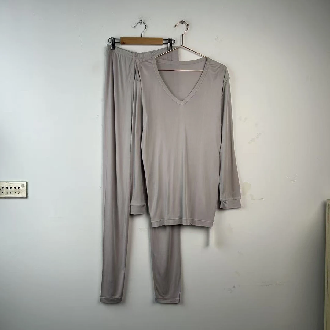 Y 男士打底/宽松/舒适/秋衣秋裤/圆领长袖/优质蚕丝绵/套装I12